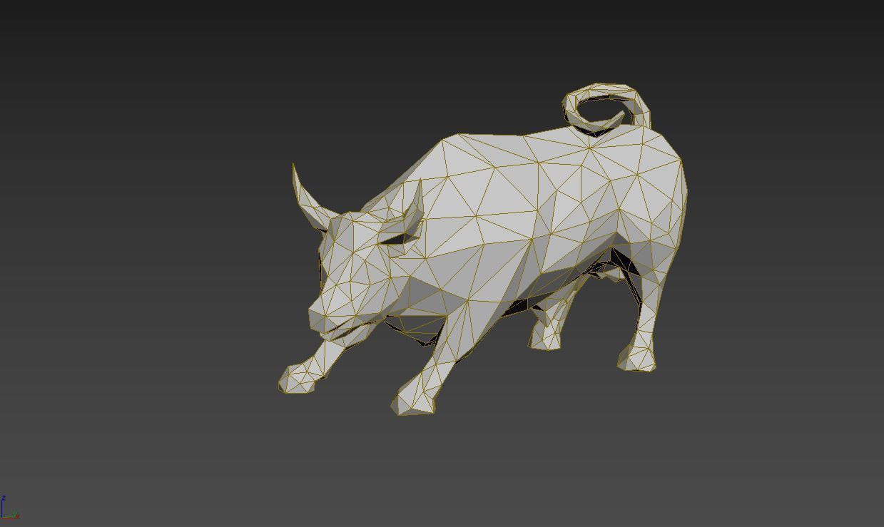 Lowpoly Charging Bull 3D model_2