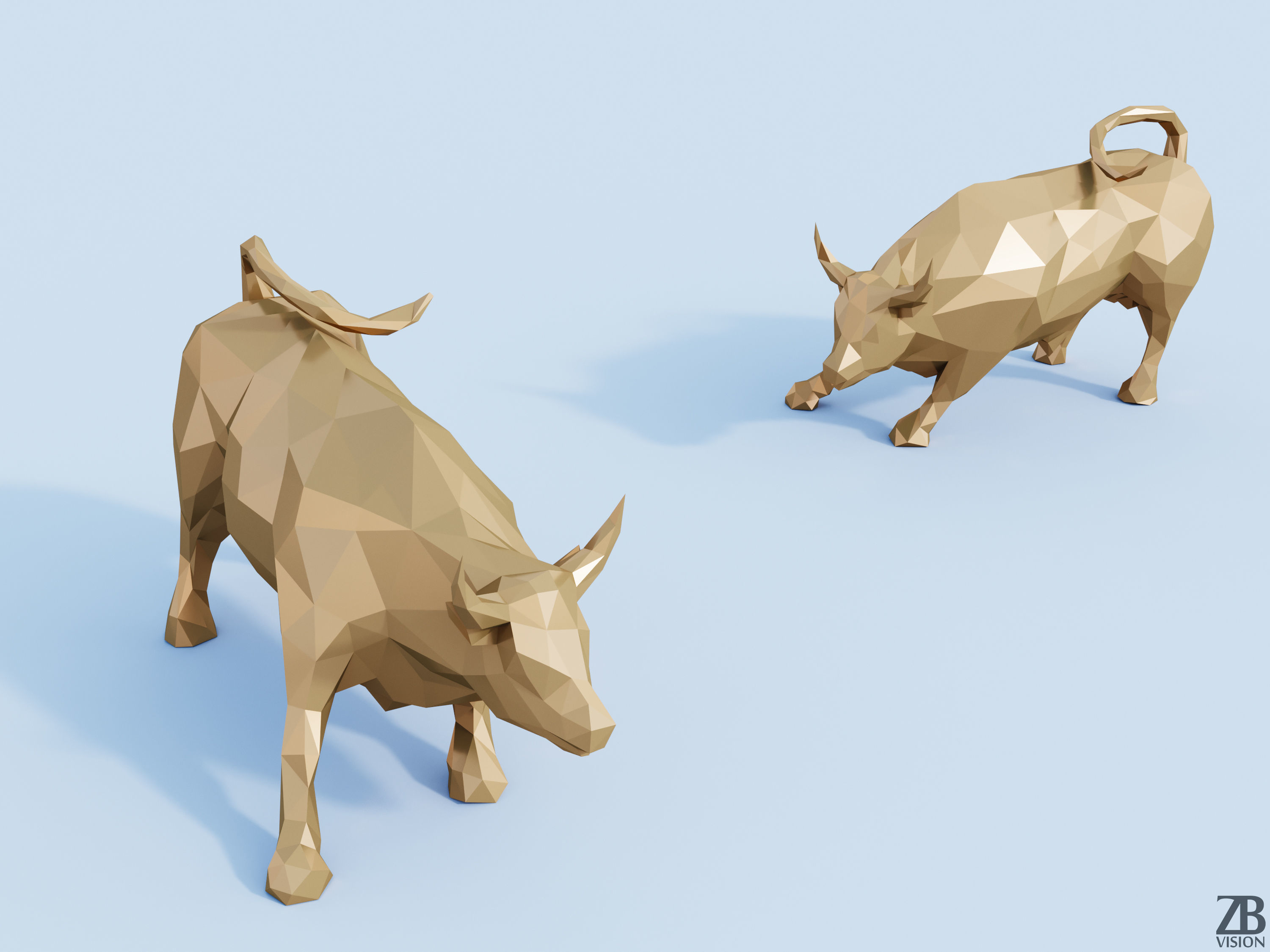 Lowpoly Charging Bull 3D model_1