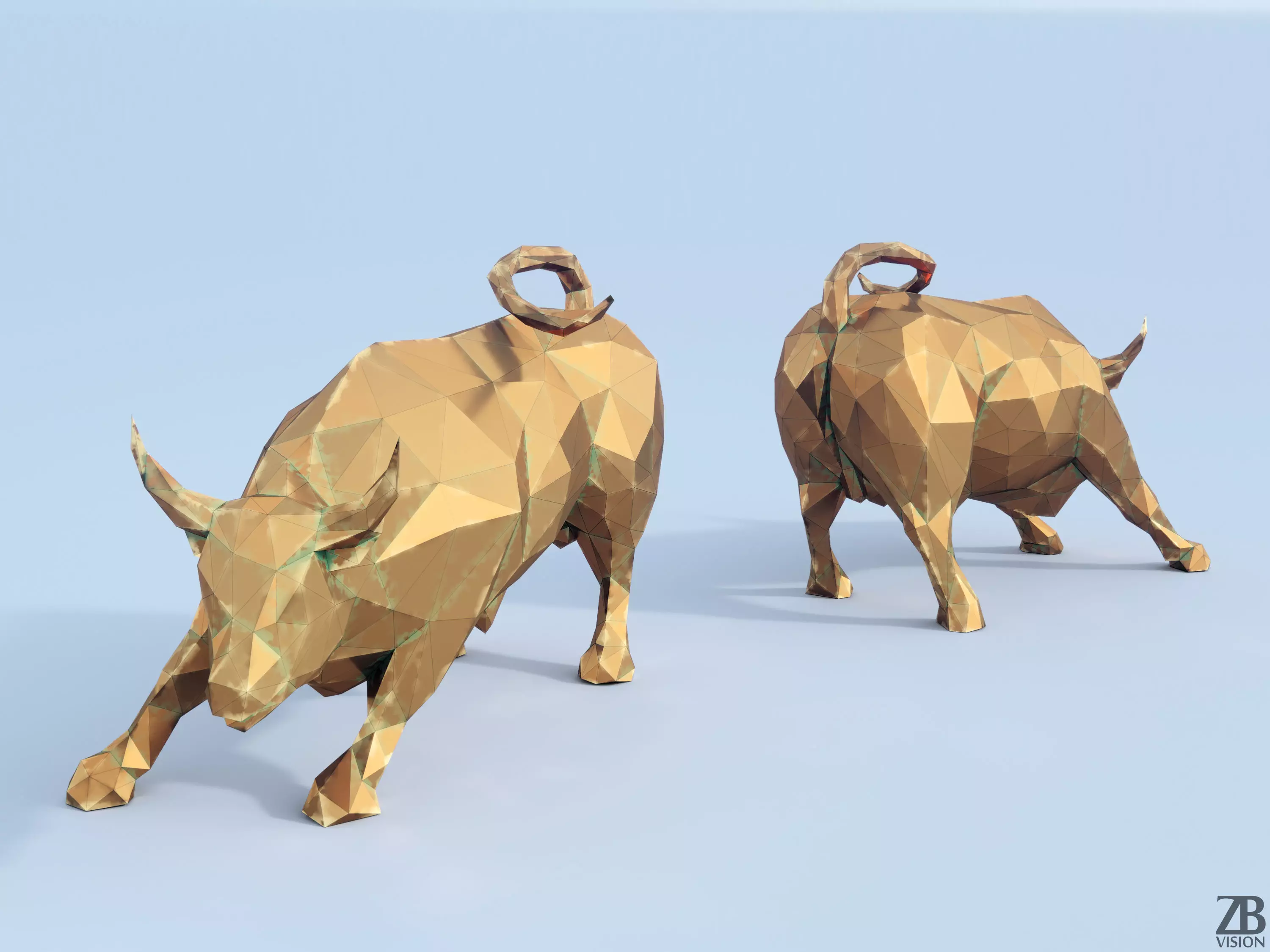 Lowpoly Charging Bull 3D model_0