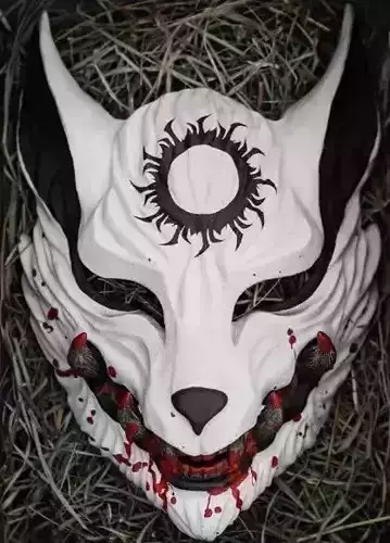 WOLF ONI MASK JAPANESE TRADITIONAL HANNYA SAMURAI KITSUNE