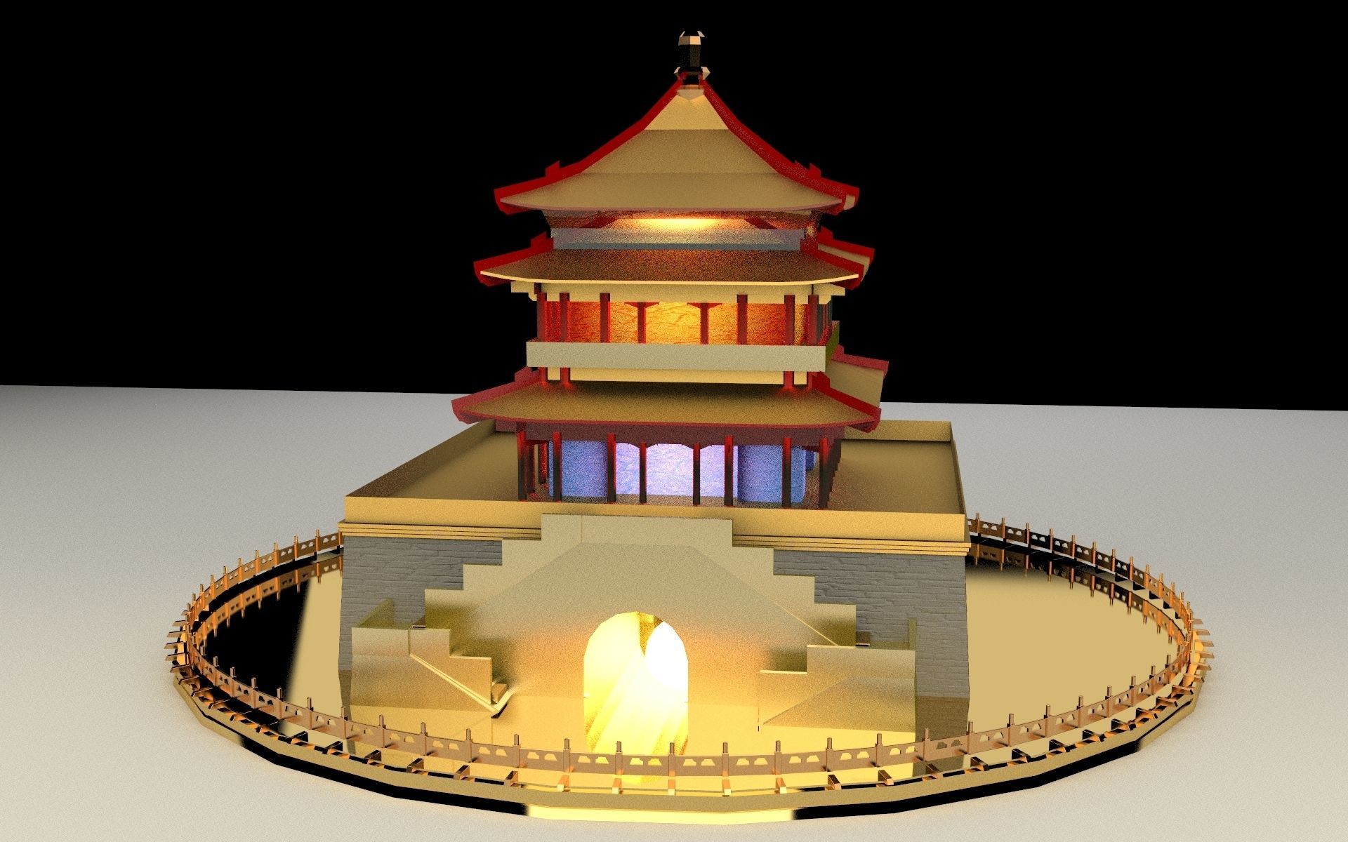 Chinese tower 3D model_2