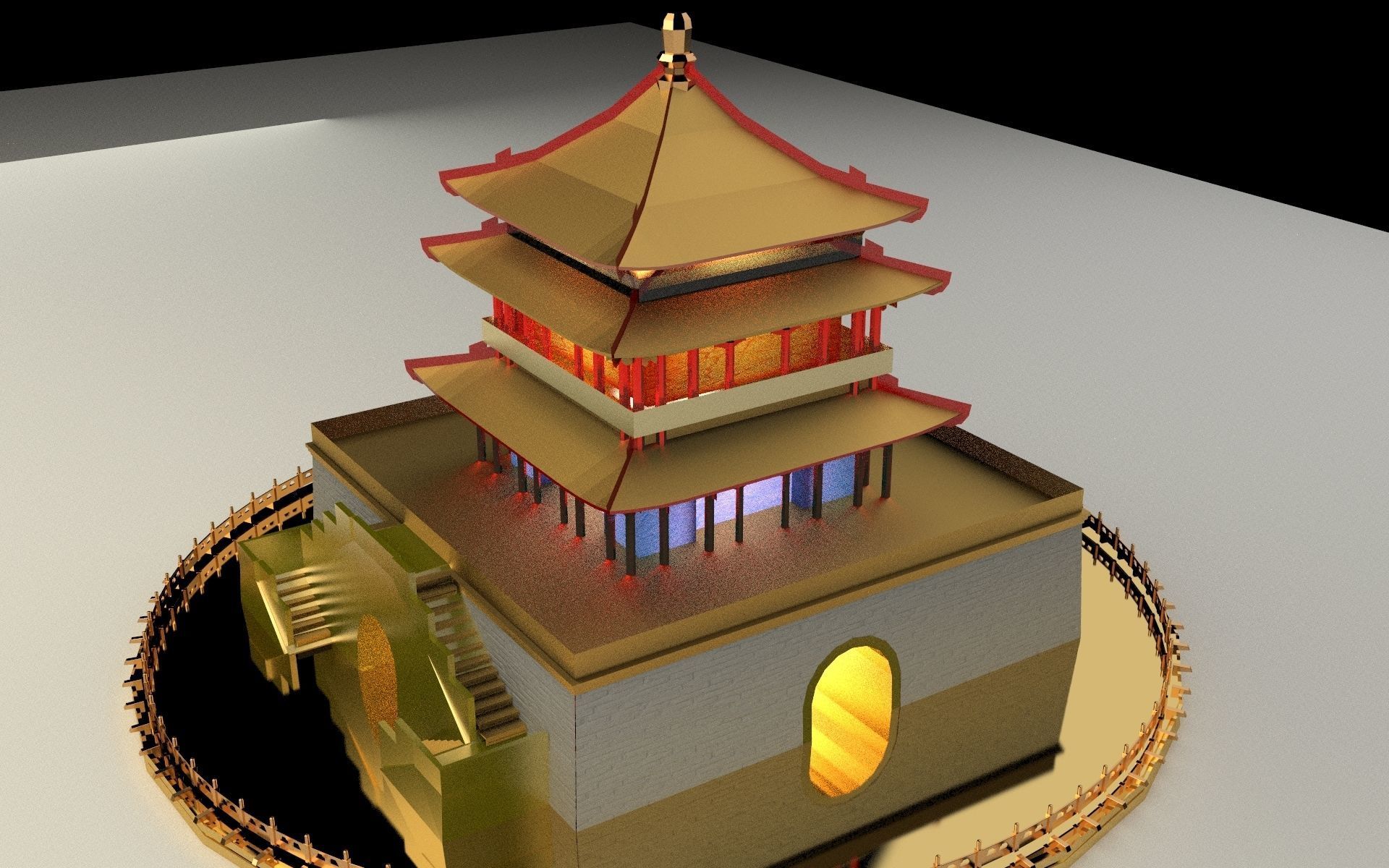 Chinese tower 3D model_3