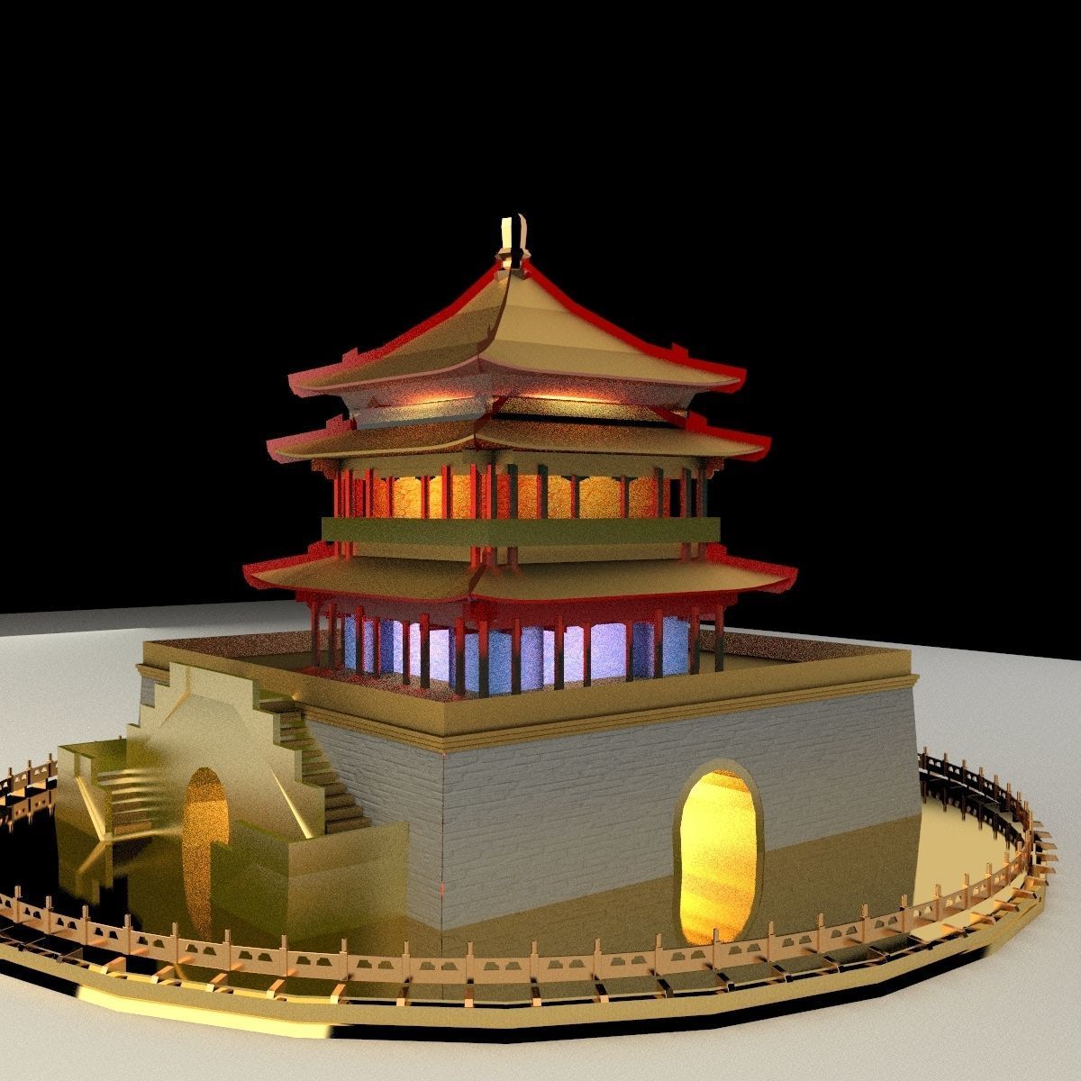 Chinese tower 3D model_4