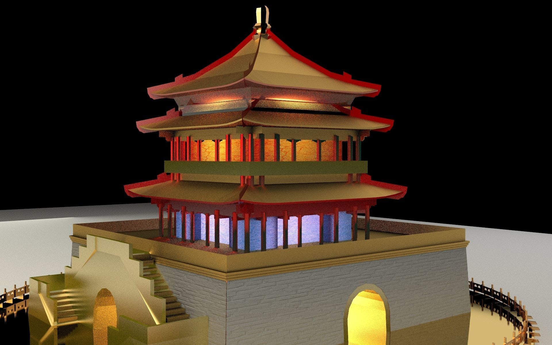 Chinese tower 3D model_5