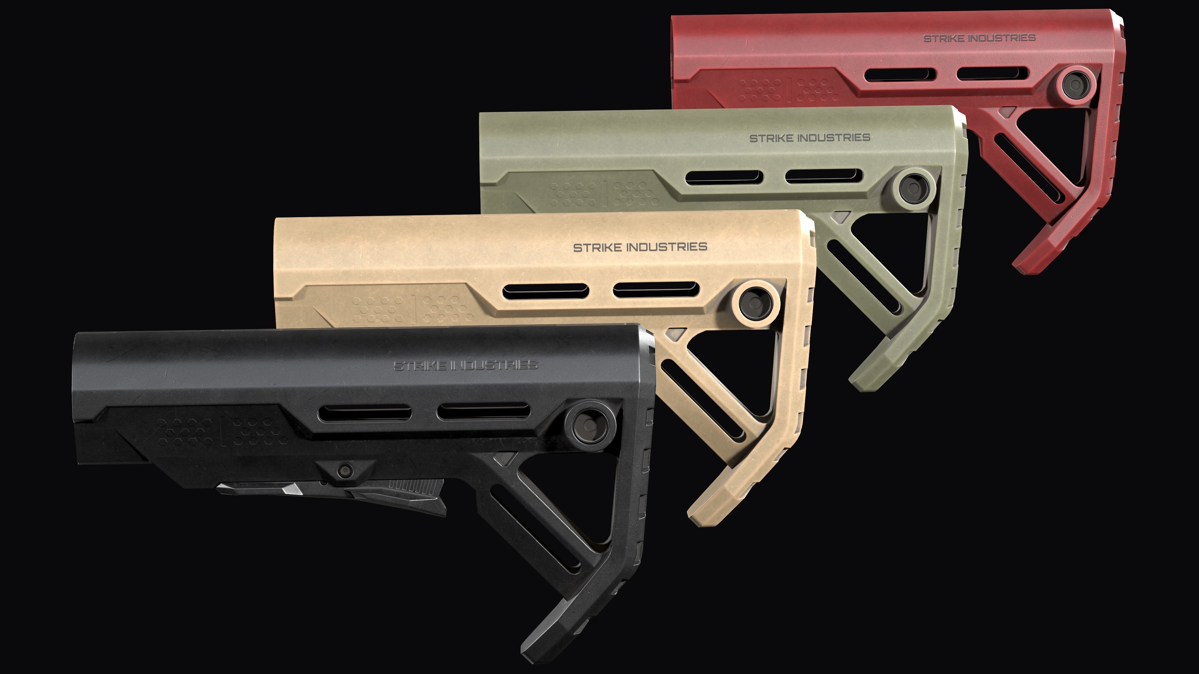 Strike Industries Viper MOD 1 Stock for AR 15 Low-poly 3D model_2