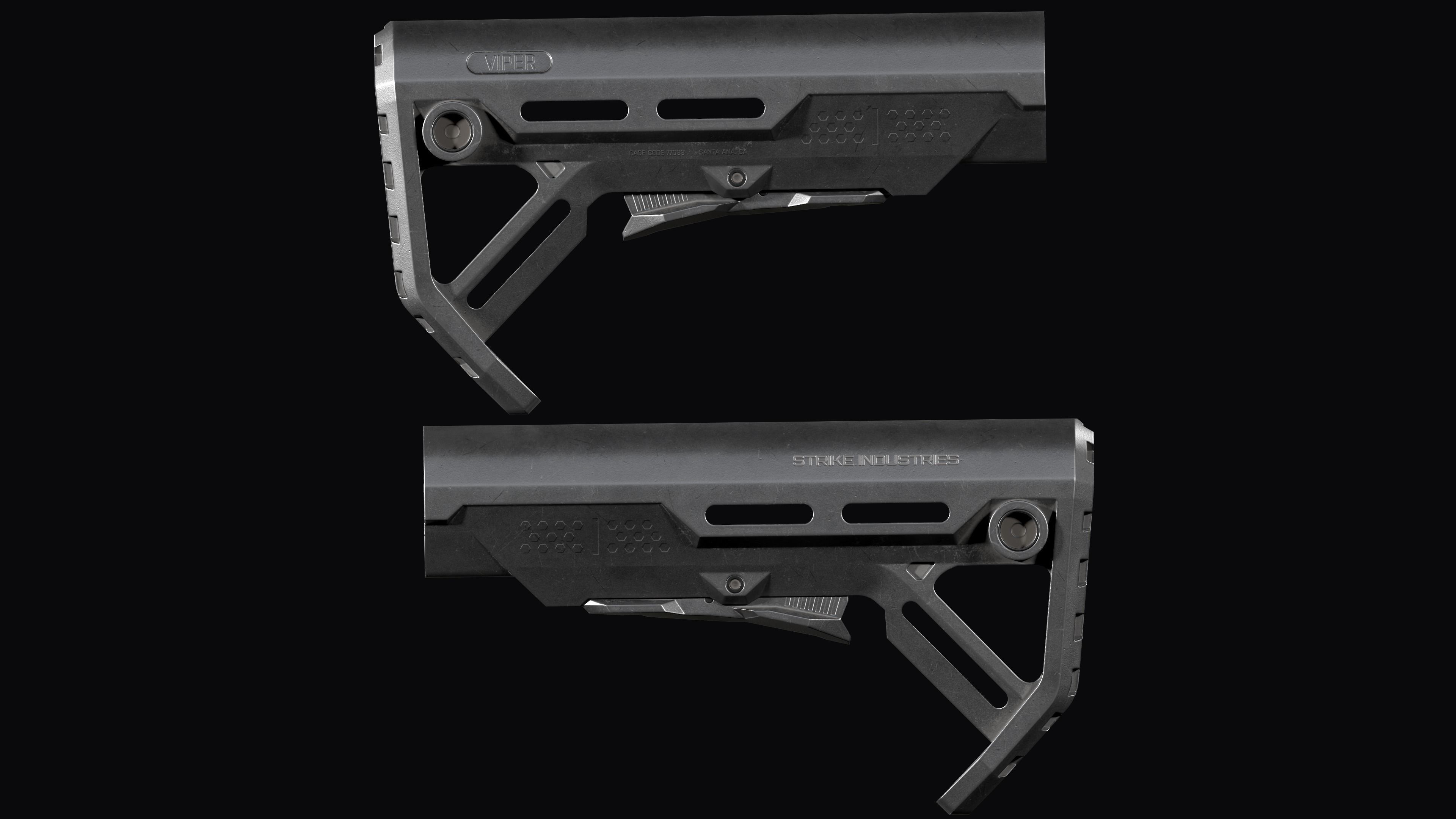 Strike Industries Viper MOD 1 Stock for AR 15 Low-poly 3D model_12