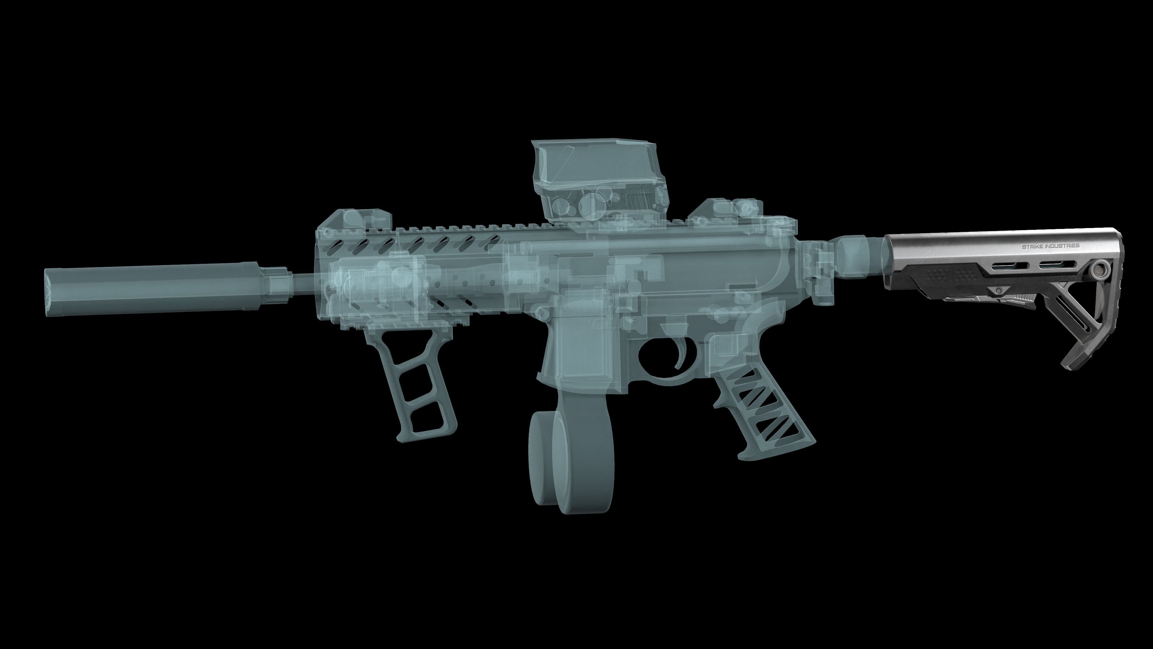 Strike Industries Viper MOD 1 Stock for AR 15 Low-poly 3D model_3