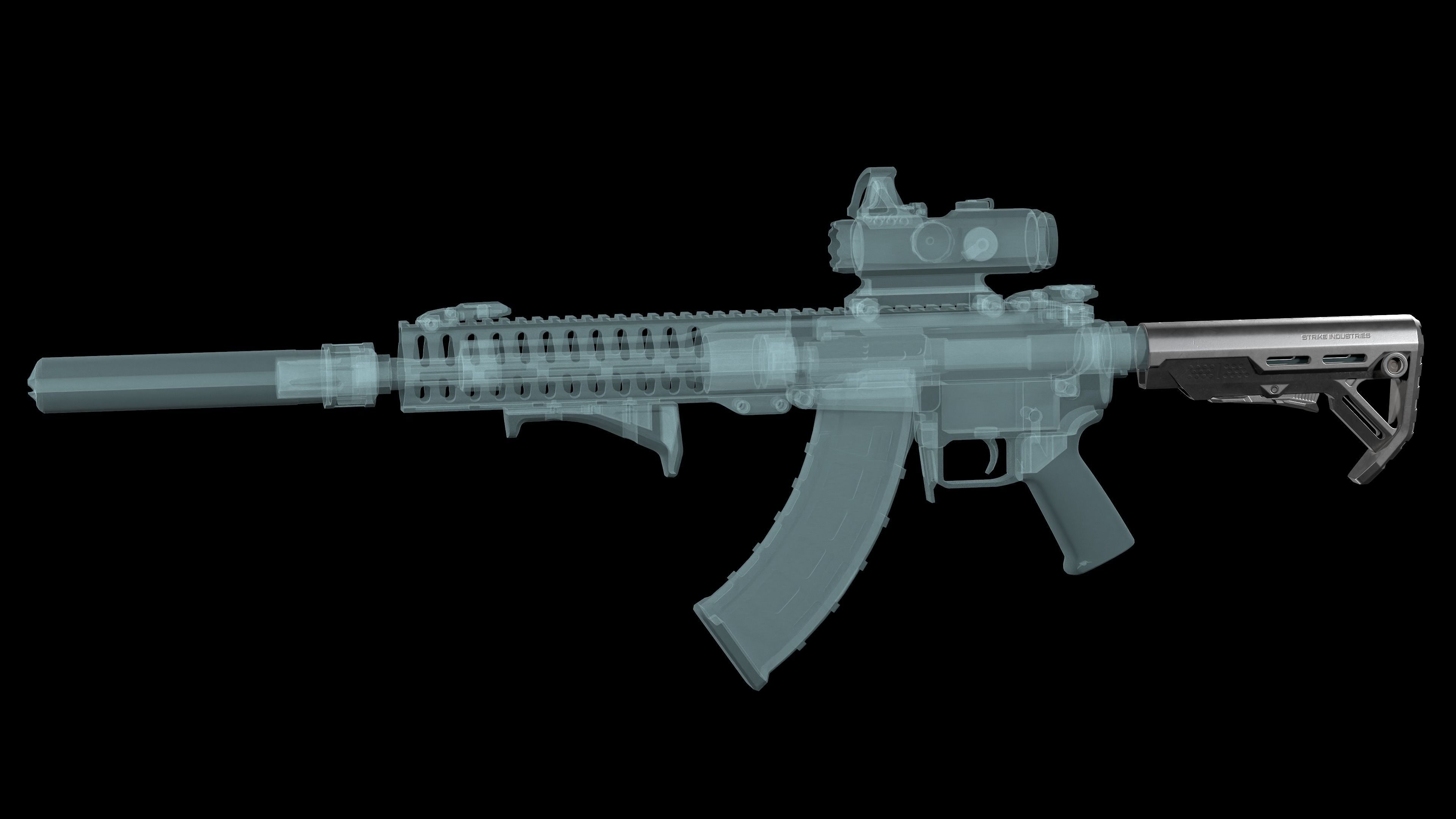 Strike Industries Viper MOD 1 Stock for AR 15 Low-poly 3D model_4
