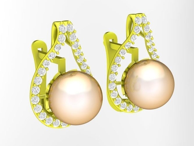 5712 pearl earrings diamond earrings  3D print model