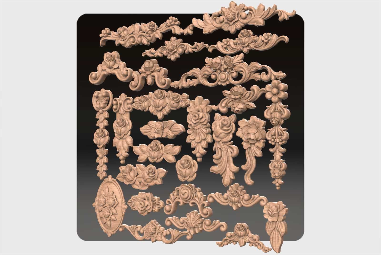 Carved decor for cnc 40 3D model_3