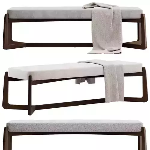 Roe Mid Century Modern Bench by Kathy Kuo Home 3D model