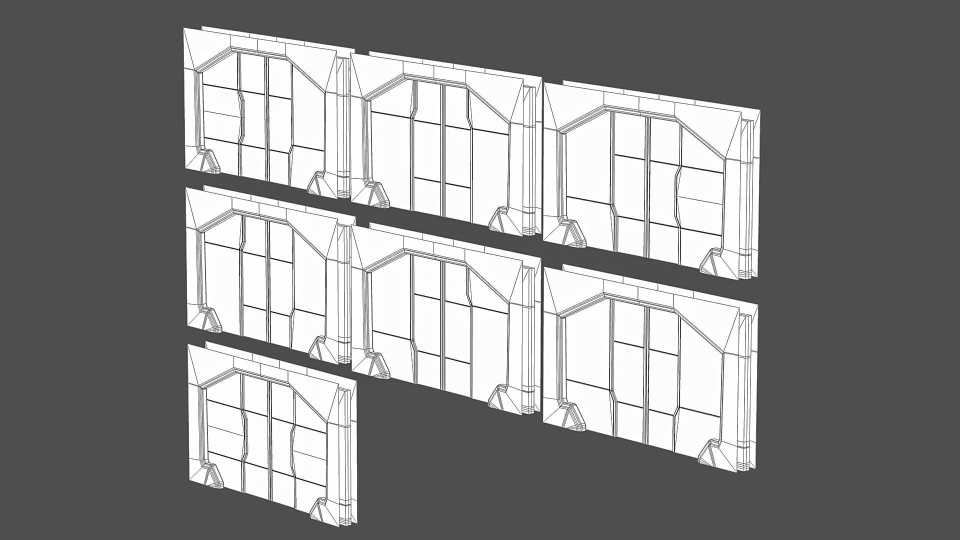 Sci-Fi Modular Corridor Interior Kitbash Set Low-poly 3D model_9