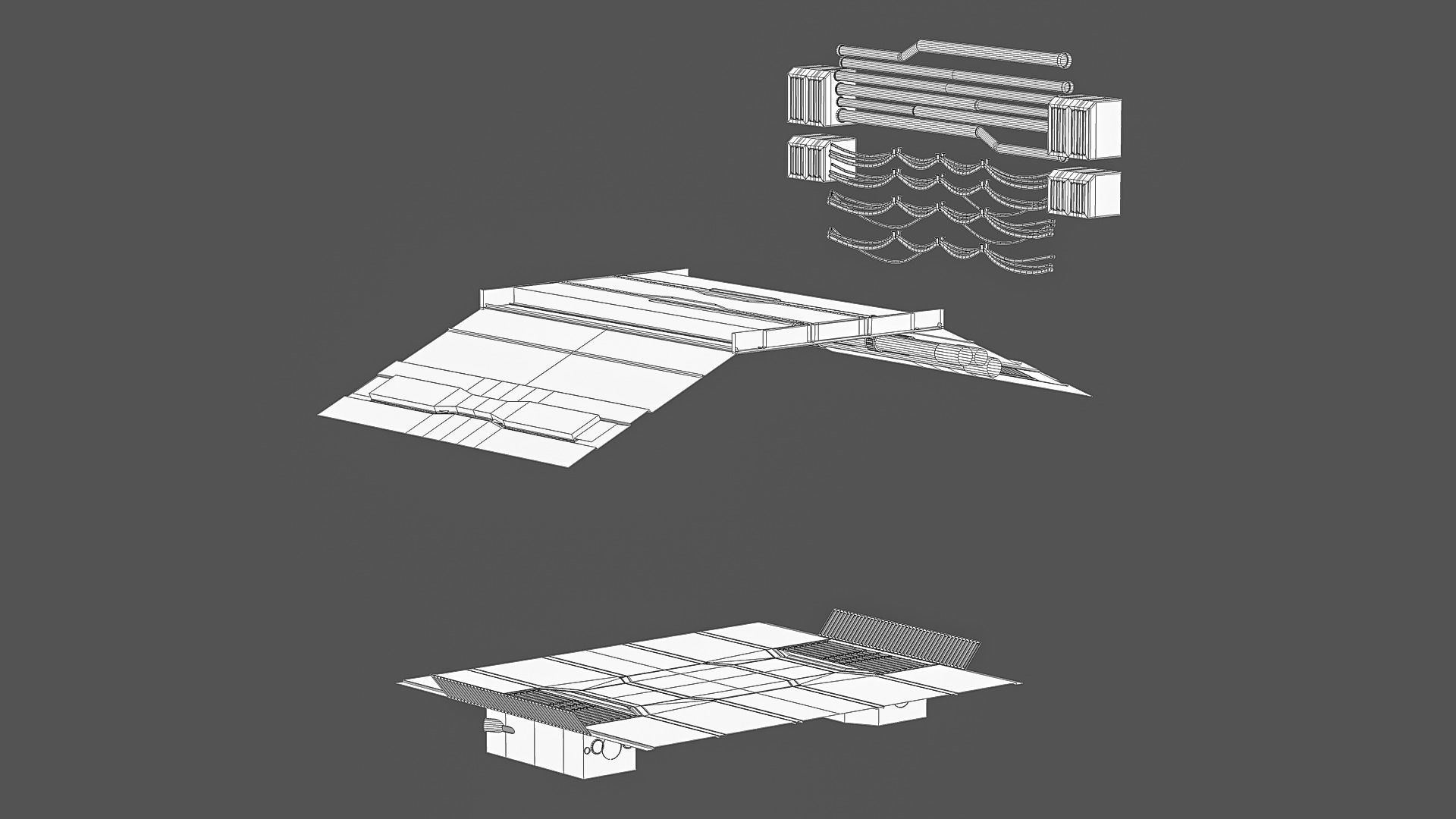 Sci-Fi Modular Corridor Interior Kitbash Set Low-poly 3D model_10