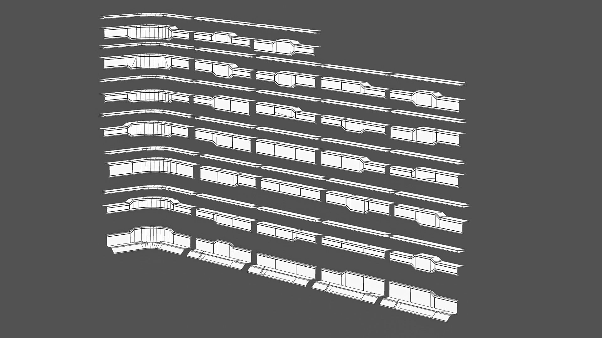 Sci-Fi Modular Corridor Interior Kitbash Set Low-poly 3D model_7