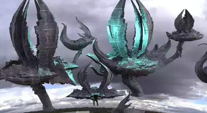 Sci fi Flower Mushroom collection 3D model