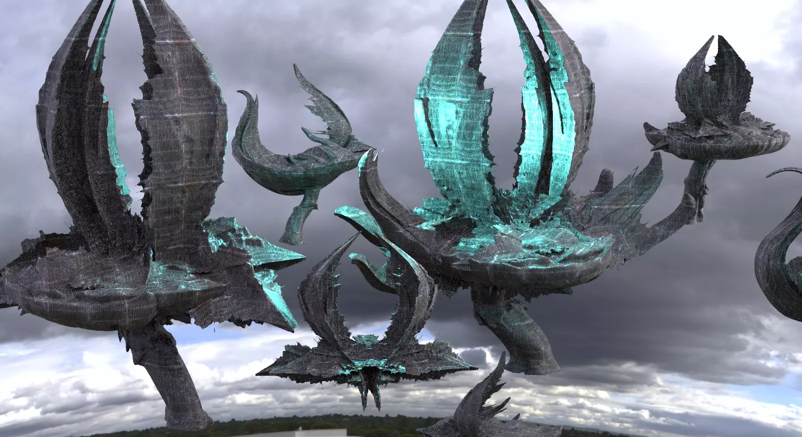 Sci fi Flower Mushroom collection 3D model_0