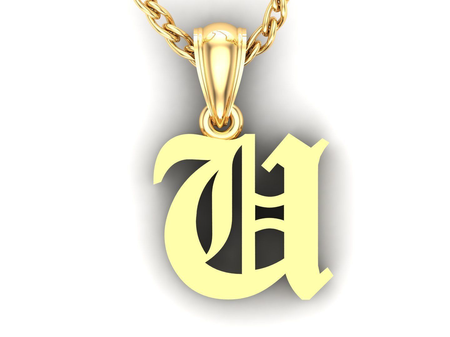 U Letter Pendant Alphabet Version 6 3D print model_4