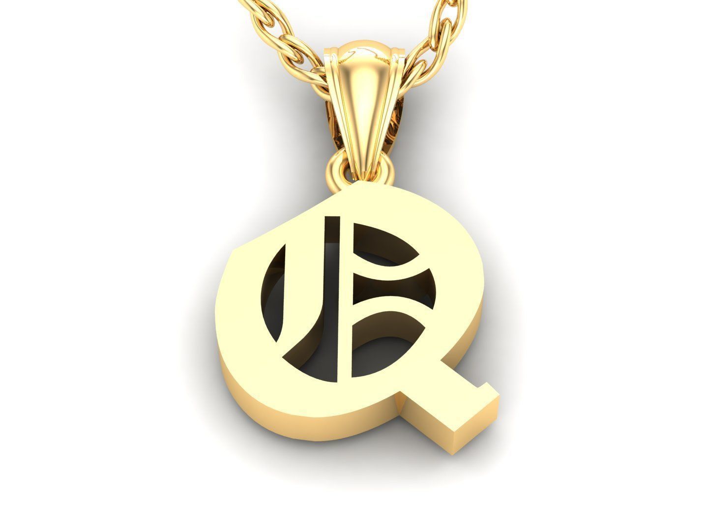 Q Letter Pendant Alphabet Version 6 3D print model_2