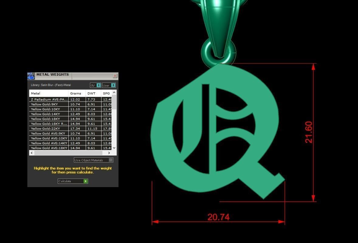 Q Letter Pendant Alphabet Version 6 3D print model_1