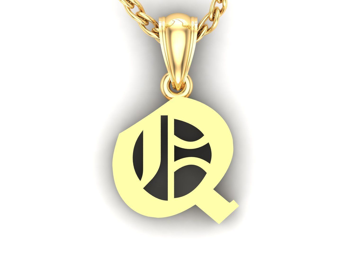 Q Letter Pendant Alphabet Version 6 3D print model_4
