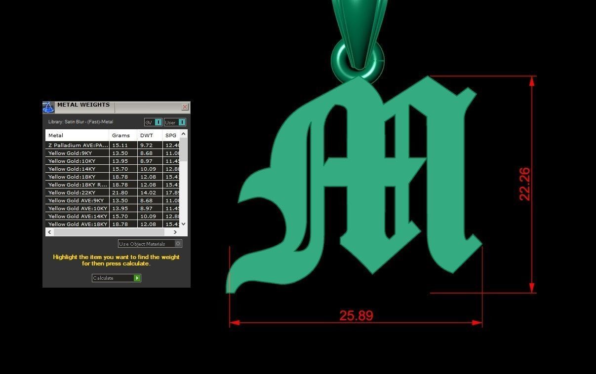 M Letter Pendant Alphabet Version 6 3D print model_1