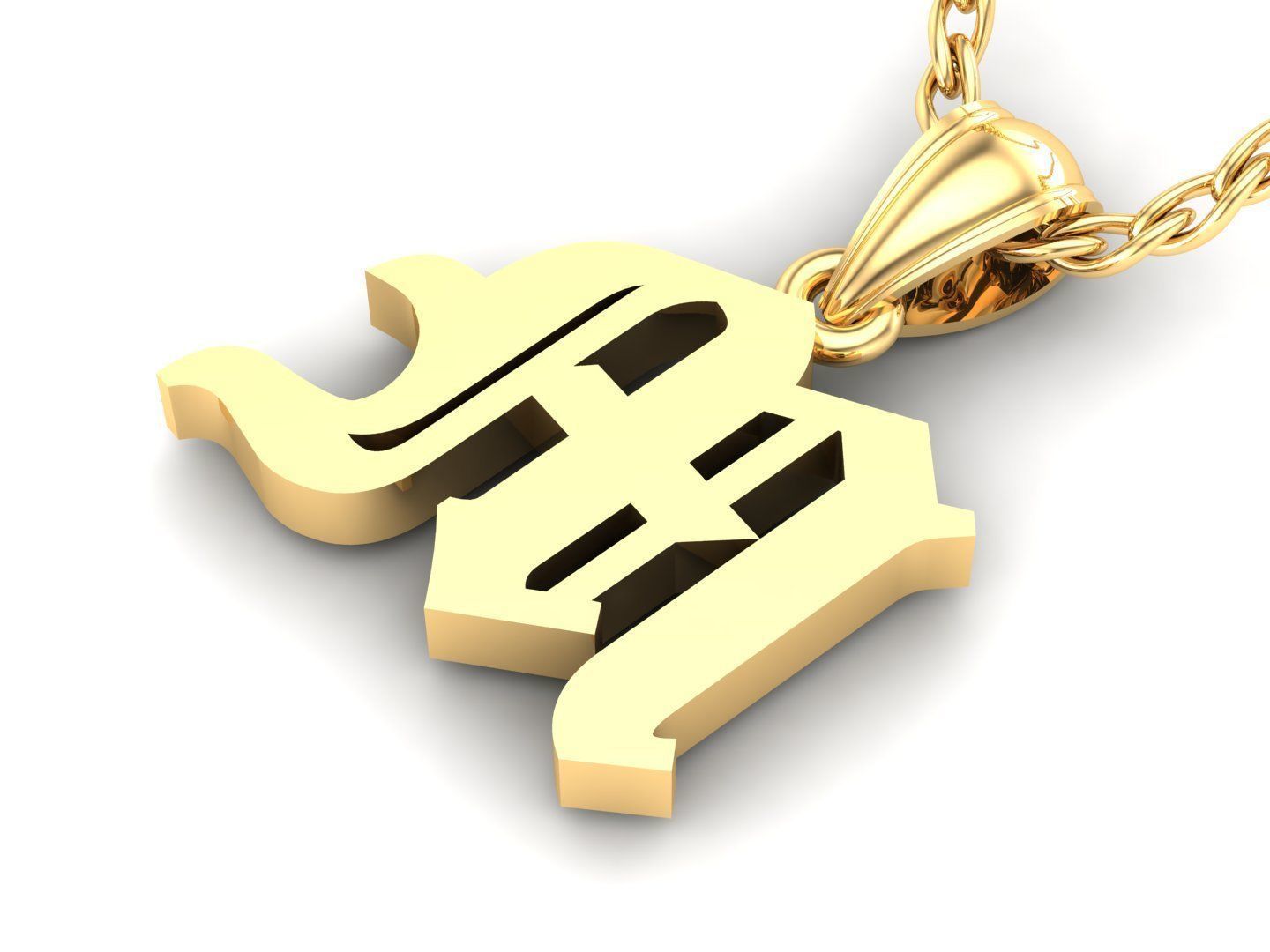 M Letter Pendant Alphabet Version 6 3D print model_3