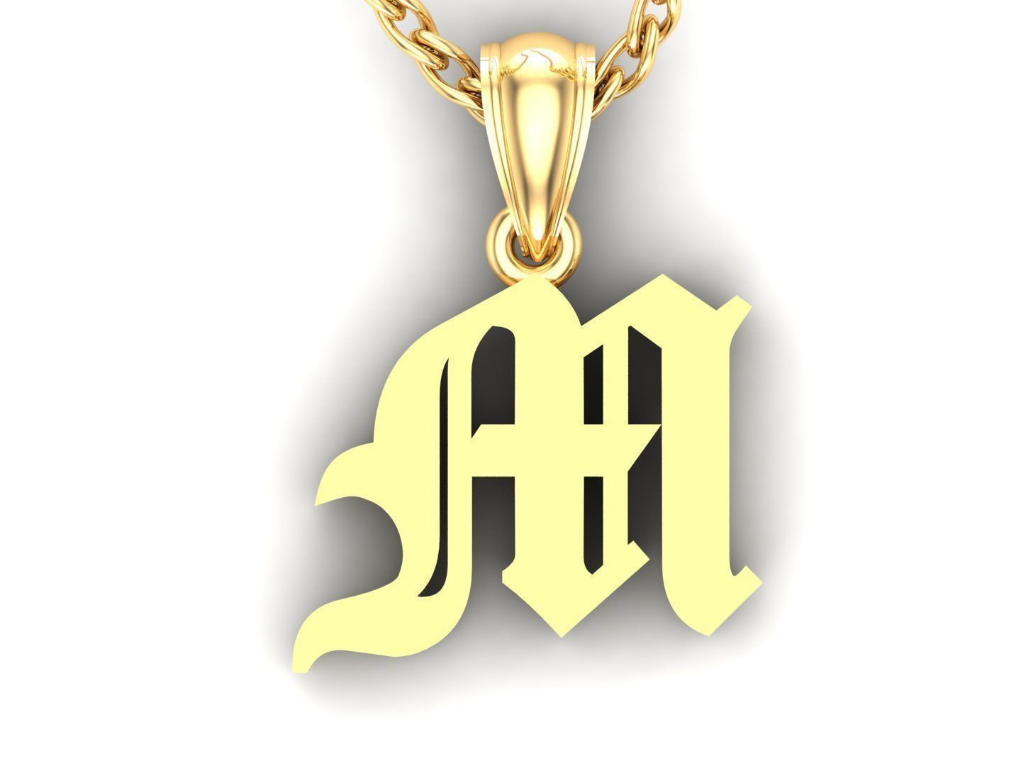 M Letter Pendant Alphabet Version 6 3D print model_4
