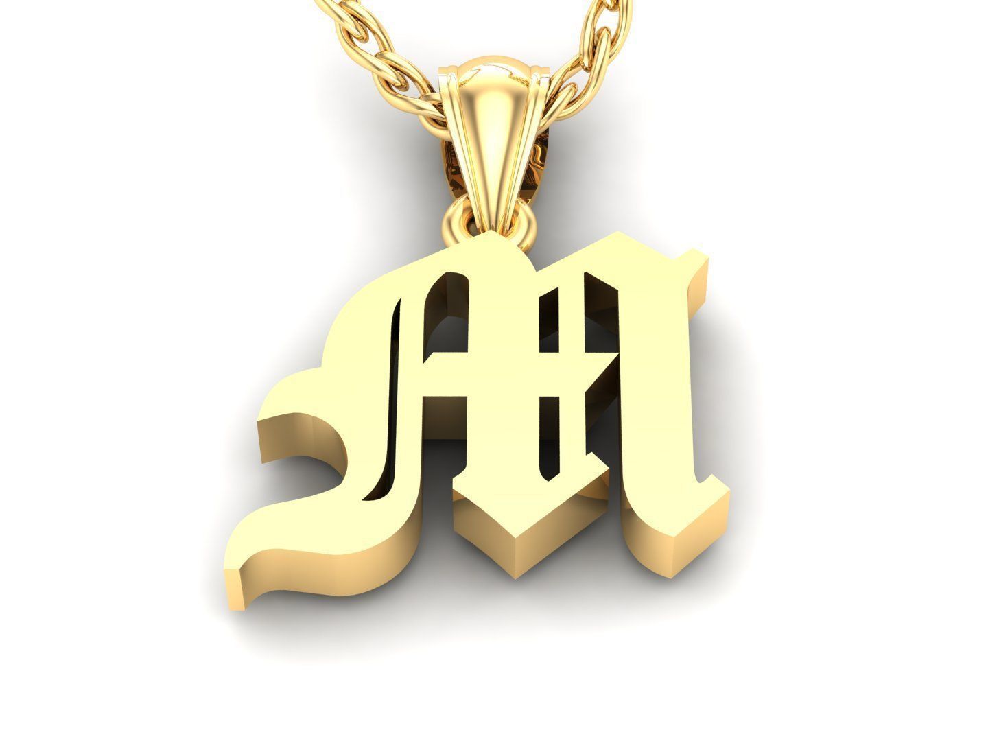 M Letter Pendant Alphabet Version 6 3D print model_2