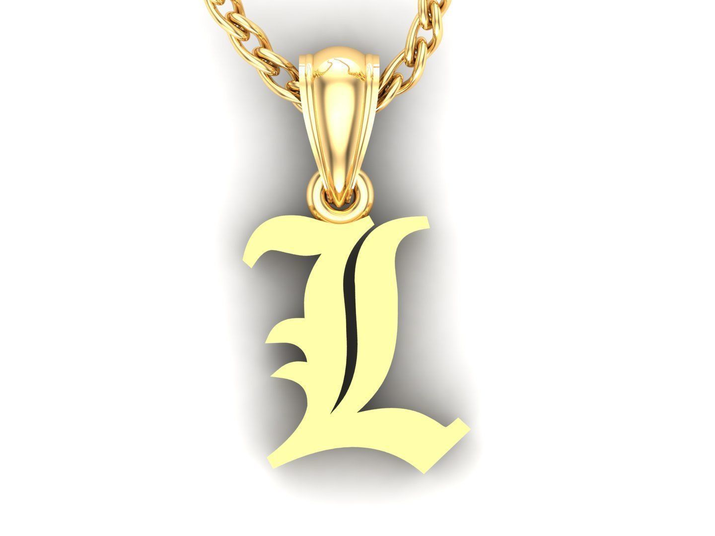 L Letter Pendant Alphabet Version 6 3D print model_4