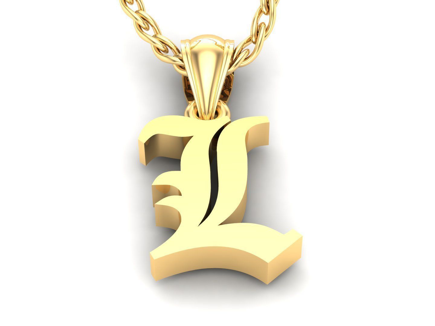 L Letter Pendant Alphabet Version 6 3D print model_2