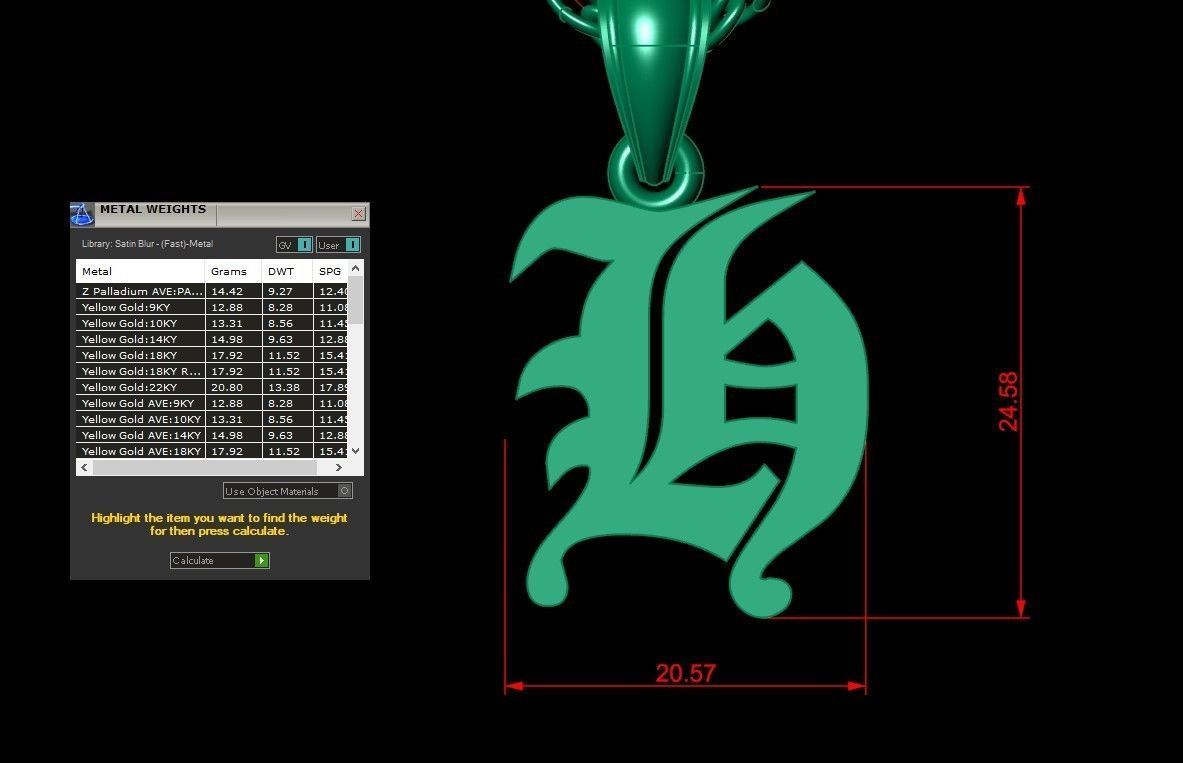 H Letter Pendant Alphabet Version 6 3D print model_1