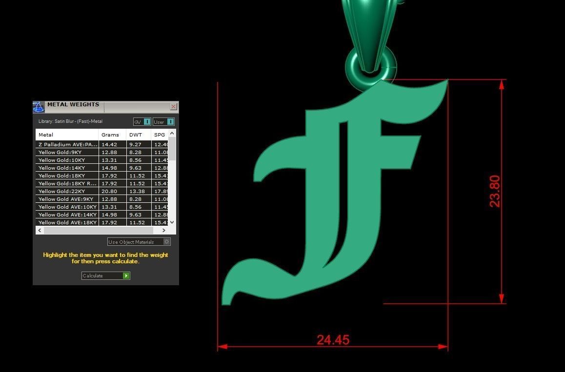 F Letter Pendant Alphabet Version 6 3D print model_1