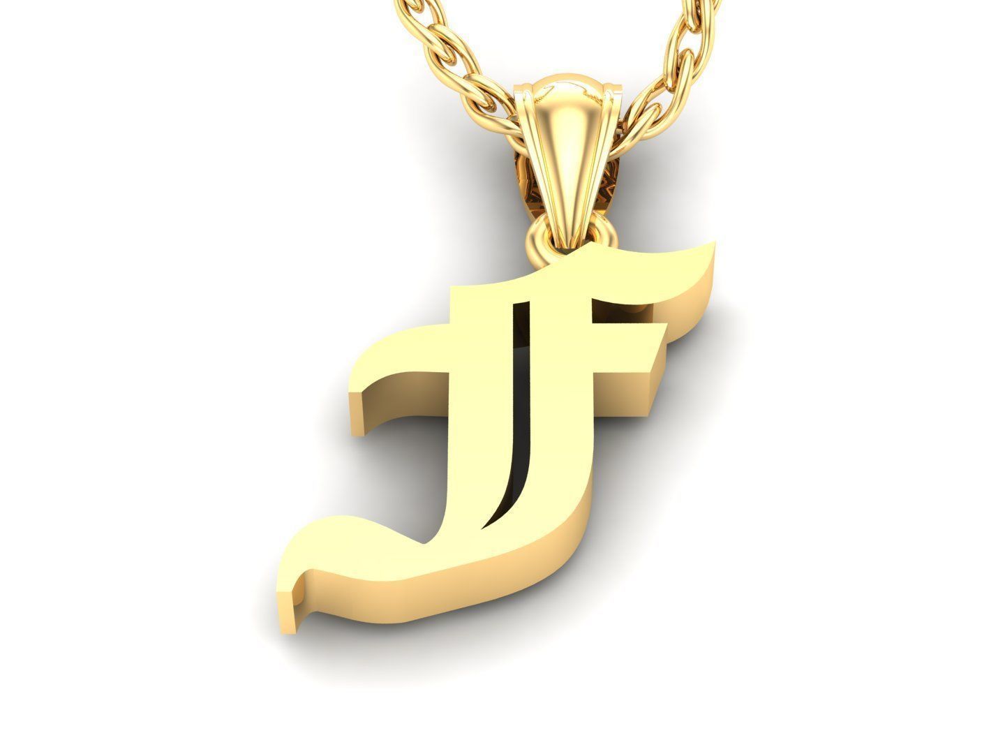 F Letter Pendant Alphabet Version 6 3D print model_2