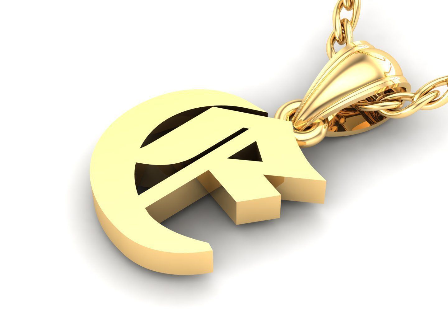 E Letter Pendant Alphabet Version 6 3D print model_3