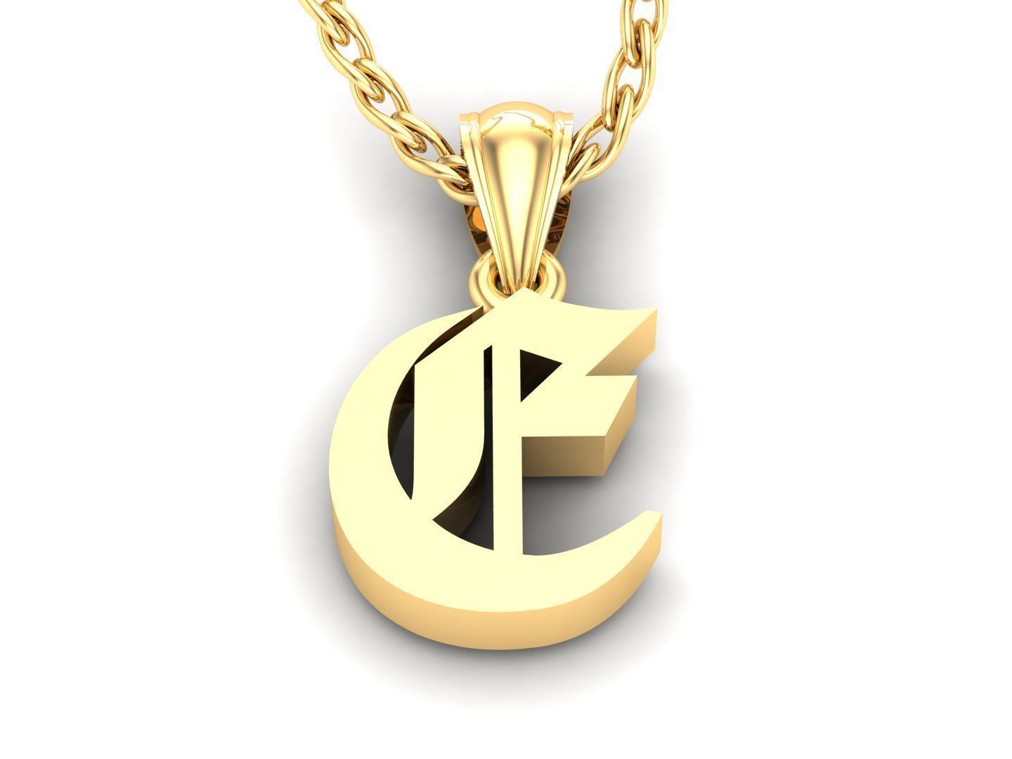 E Letter Pendant Alphabet Version 6 3D print model_2