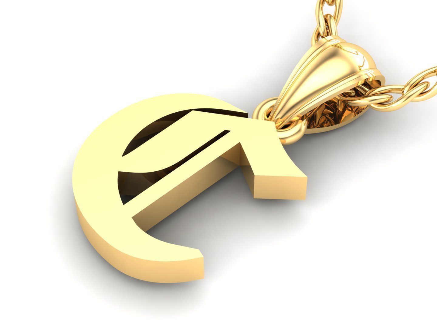 C Letter Pendant Alphabet Version 6 3D print model_3