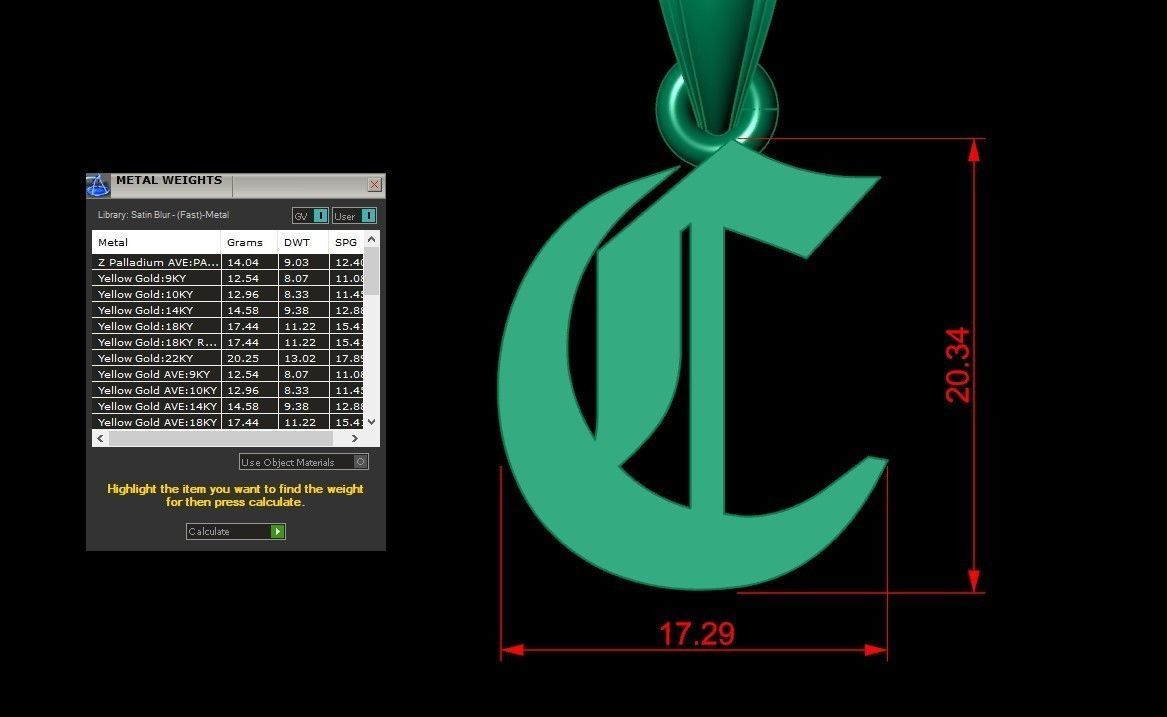 C Letter Pendant Alphabet Version 6 3D print model_1