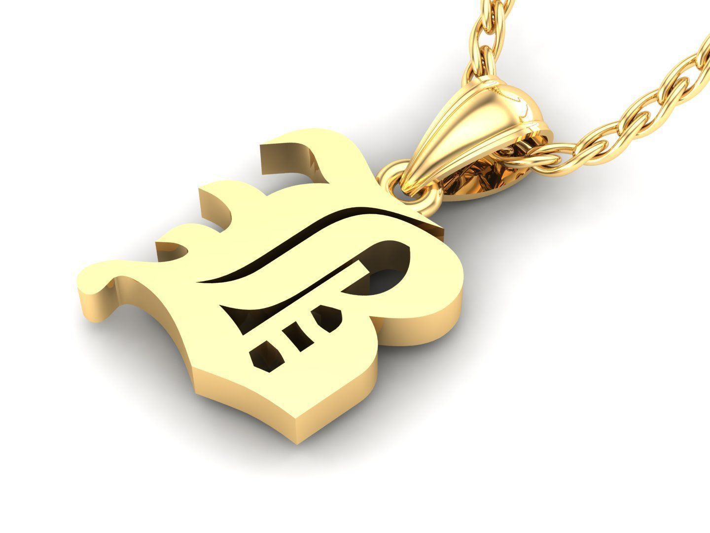 B Letter Pendant Alphabet Version 6 3D print model_3