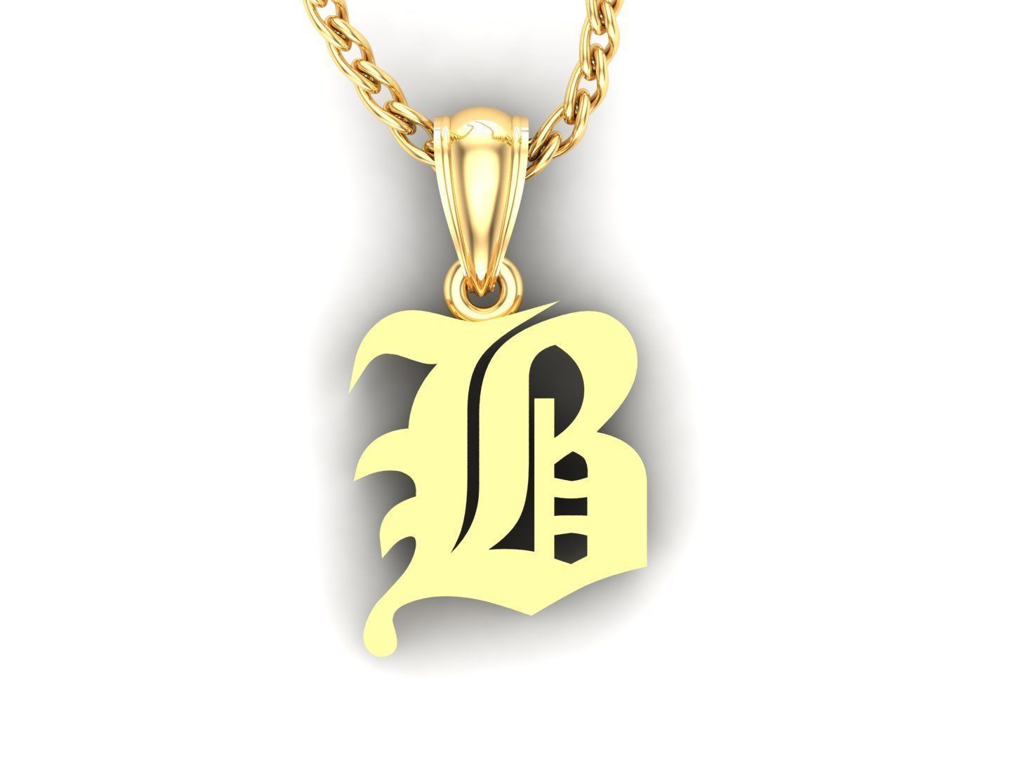 B Letter Pendant Alphabet Version 6 3D print model_4