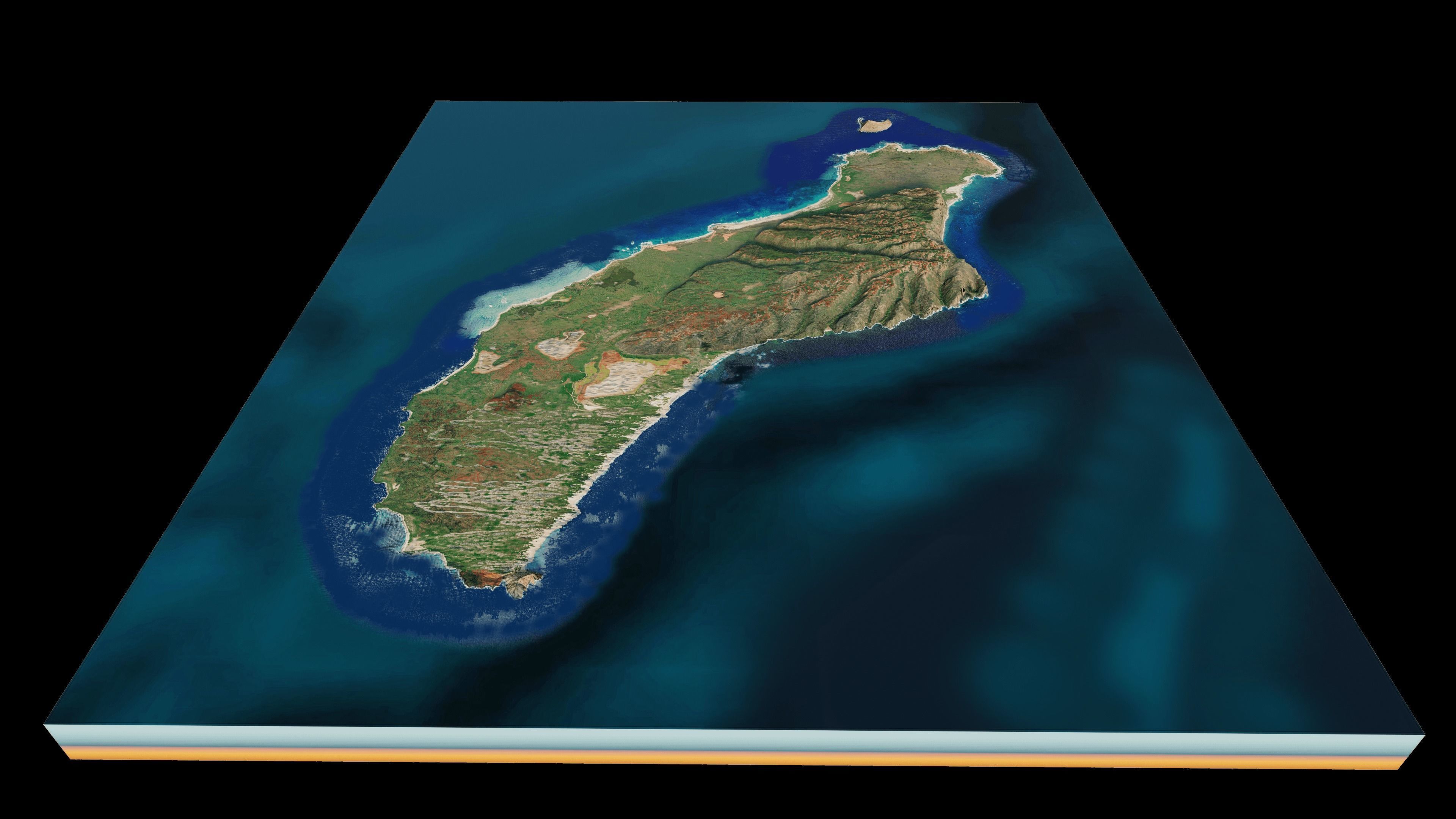 Niihau island 3d model terrain 3D model_1