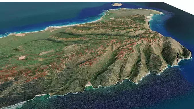Niihau island 3d model terrain 3D model