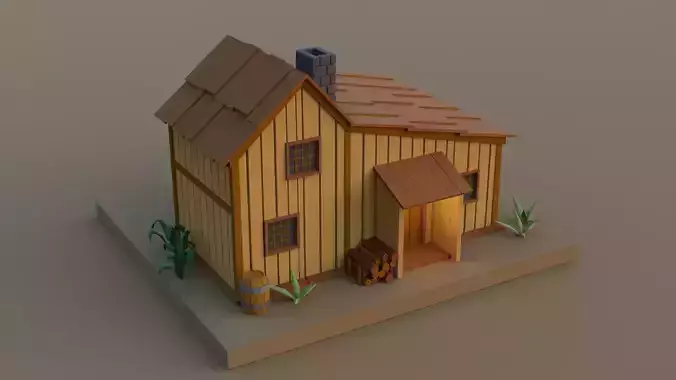 Low Poly Wooden little house