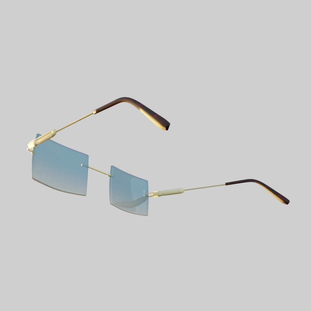 Sunglass Blue 3D model_2