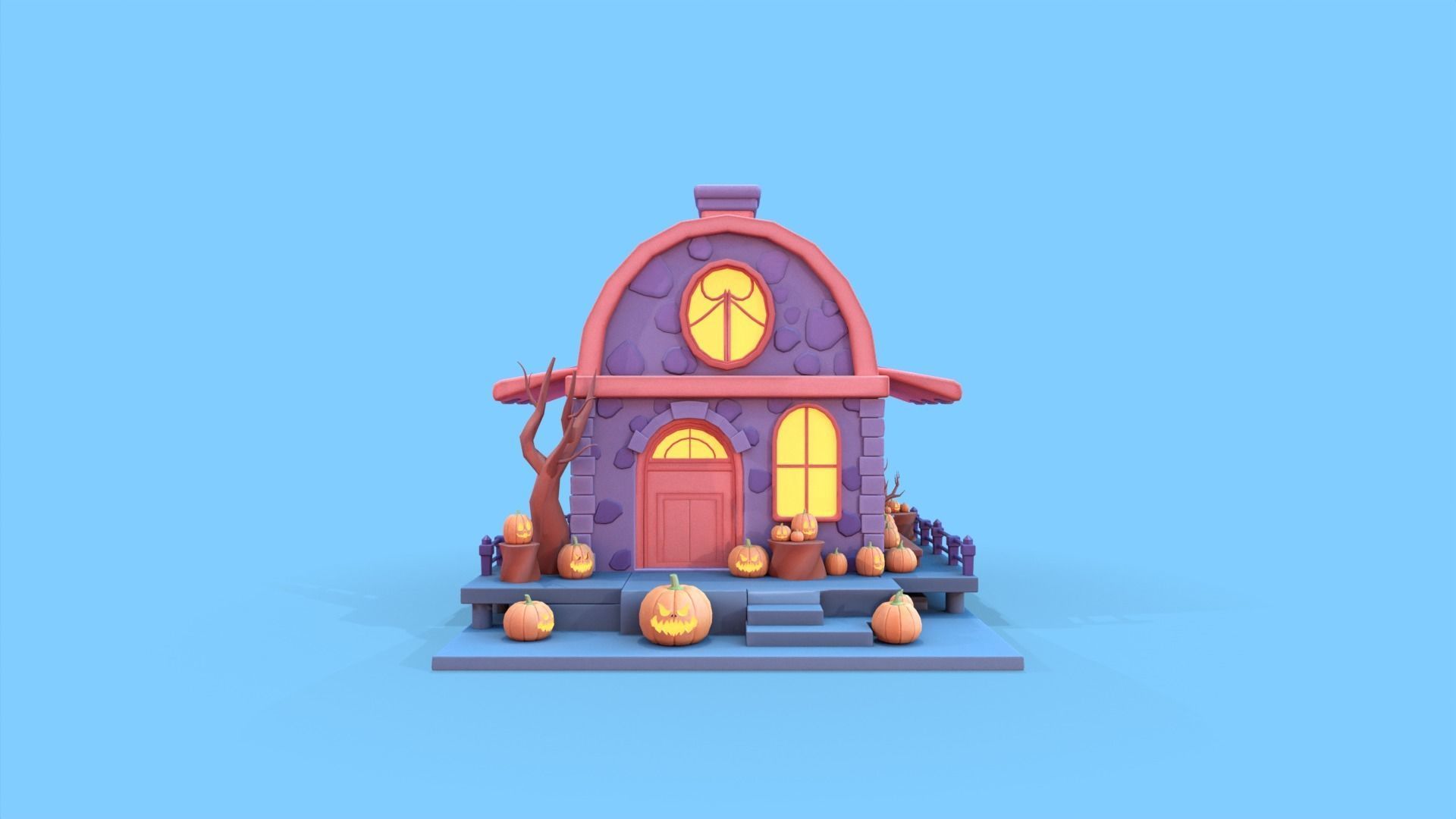 Stylized Halloween Treasure Low-poly 3D model_3