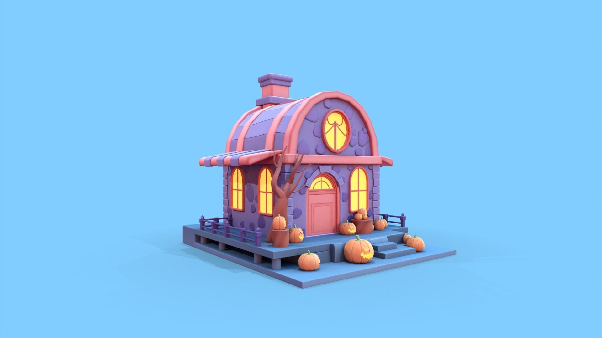 Stylized Halloween Treasure Low-poly 3D model_4