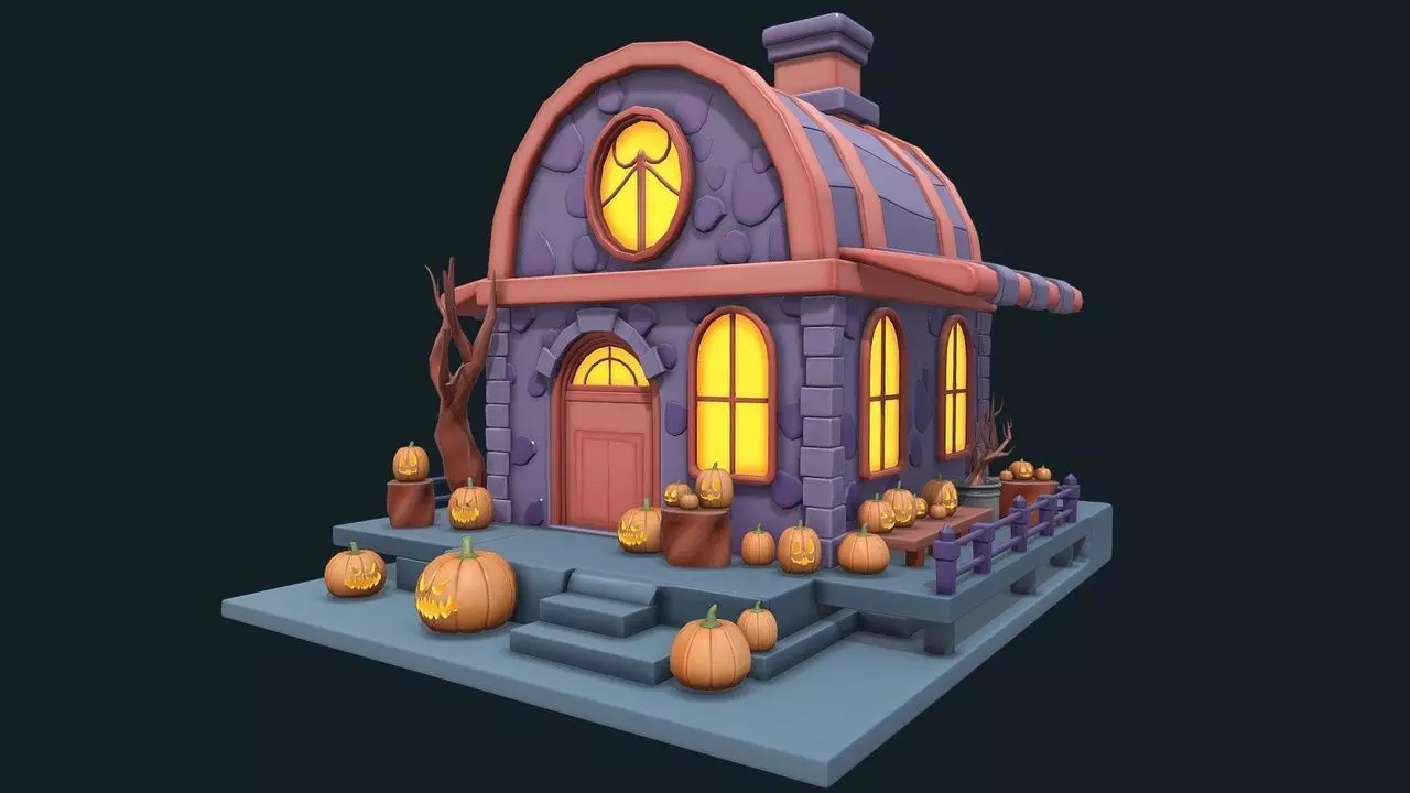 Stylized Halloween Treasure Low-poly 3D model_0