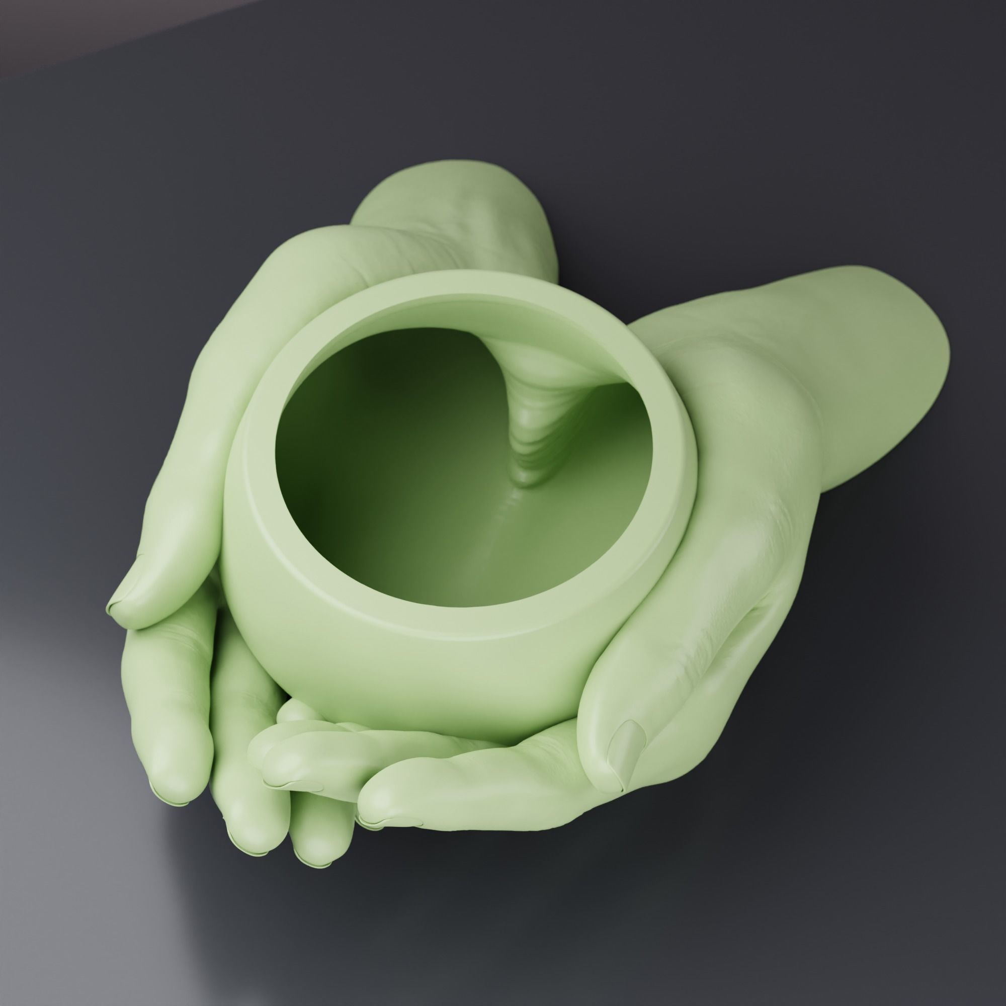 Female Hand - Original and Pot version for planter pot 3D print model_2