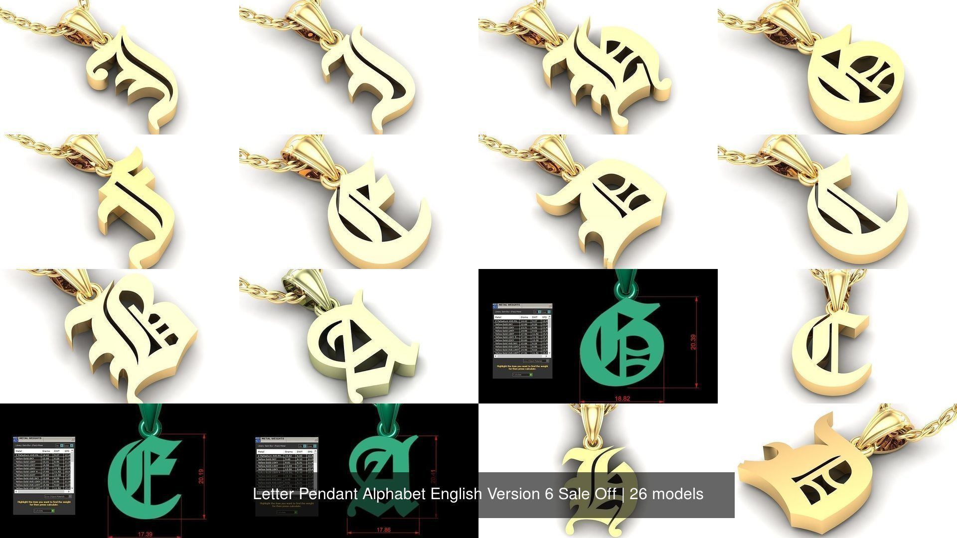 Letter Pendant Alphabet English Version 6 Sale Off 3D Model Collection_3