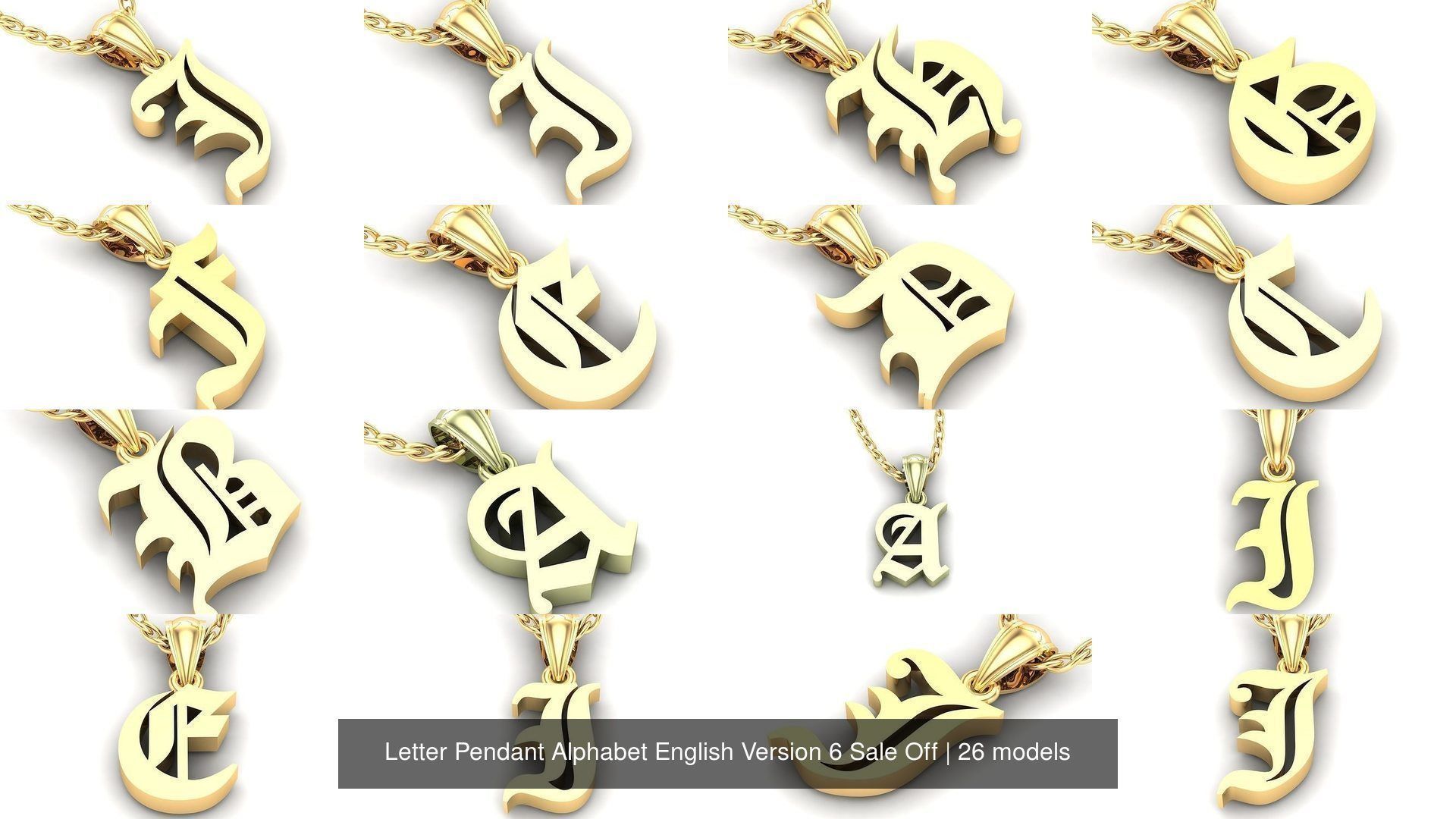 Letter Pendant Alphabet English Version 6 Sale Off 3D Model Collection_2