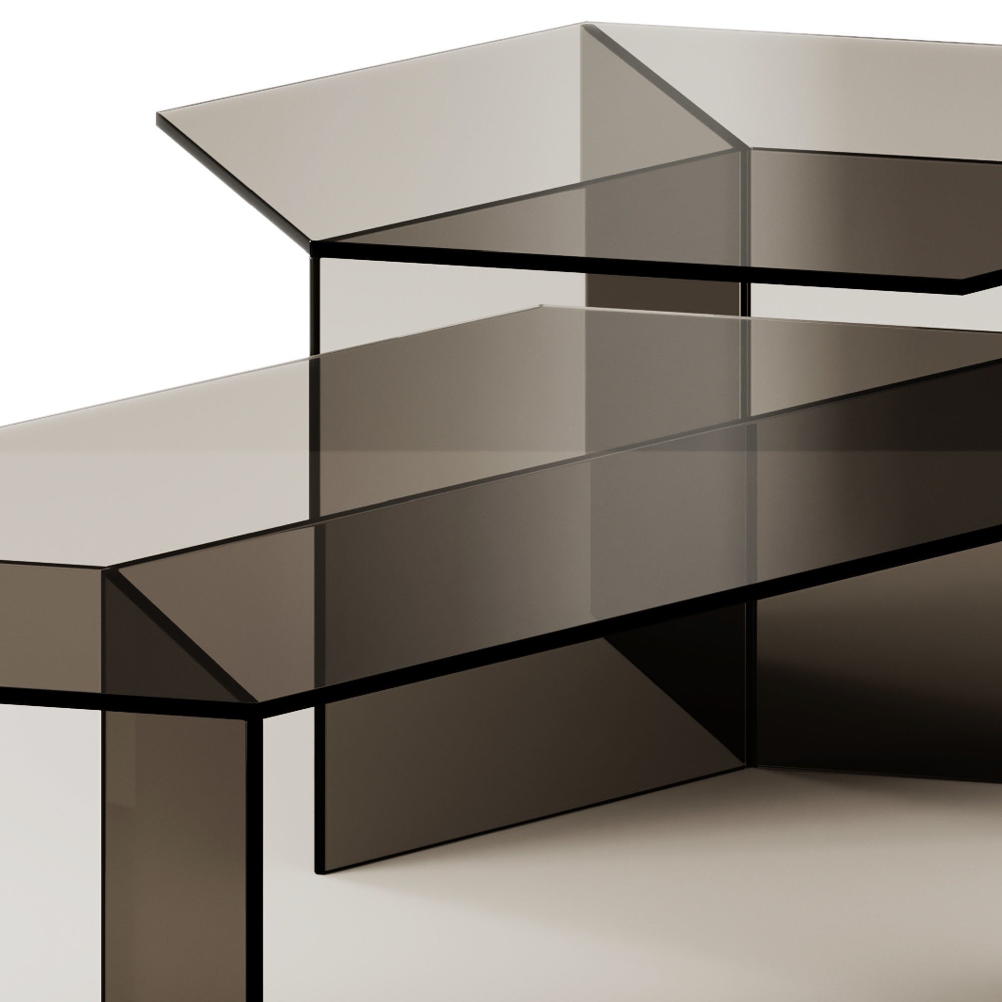 Glass Isom Oblong and Square Coffee Tables by Sebastian Scherer 3D model_3